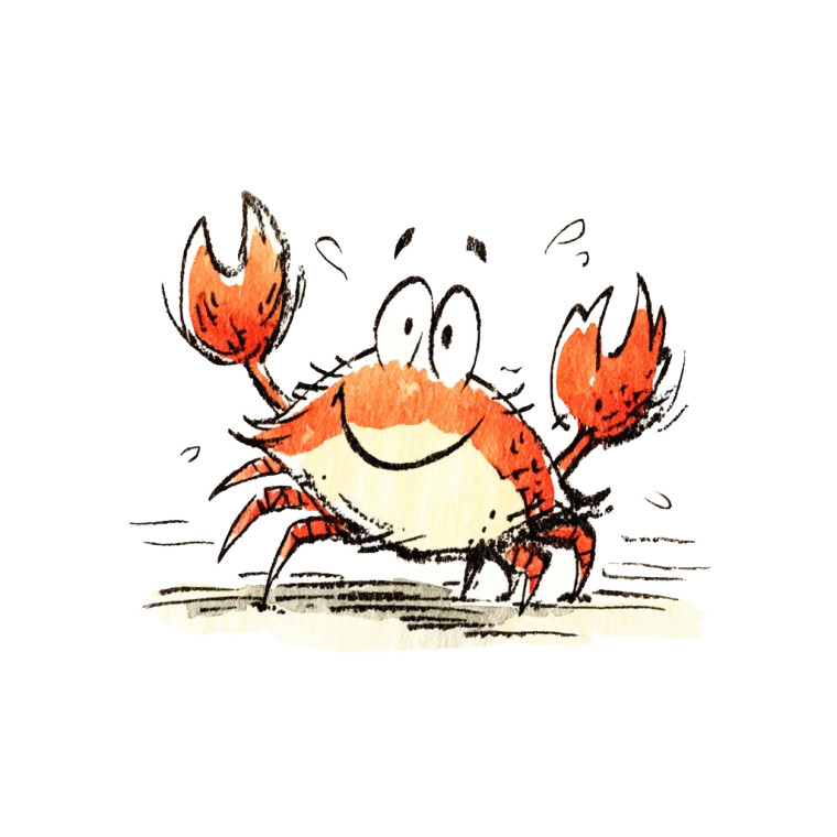 Smiling Cartoon Crab Vinyl Car Decal Sticker – Waterproof & UV-Resistant 8"