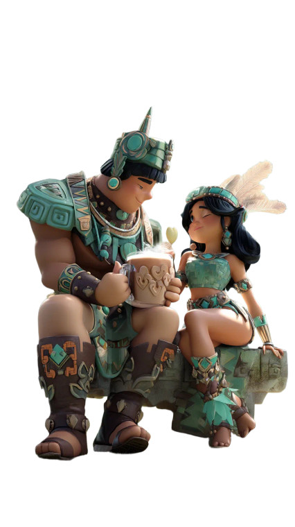 Olmec Couple Sharing Cacao Vinyl Car Decal Sticker – Waterproof & UV-Resistant 8"