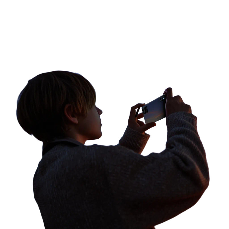 Boy With Smartphone Vinyl Car Decal Sticker – Waterproof & UV-Resistant 8"