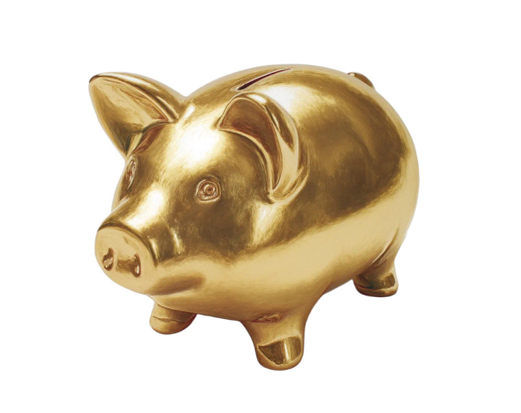 Golden Piggy Bank Vinyl Car Decal Sticker – Waterproof & UV-Resistant 8"