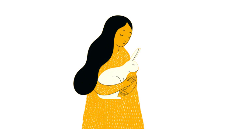 Girl With Rabbit V2 Vinyl Car Decal Sticker – Waterproof & UV-Resistant 8"