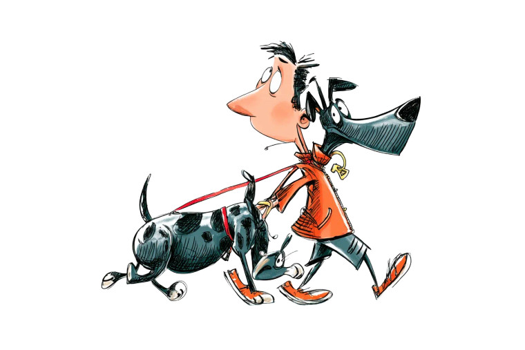 Dog Walking Owner Vinyl Car Decal Sticker – Waterproof & UV-Resistant 8"