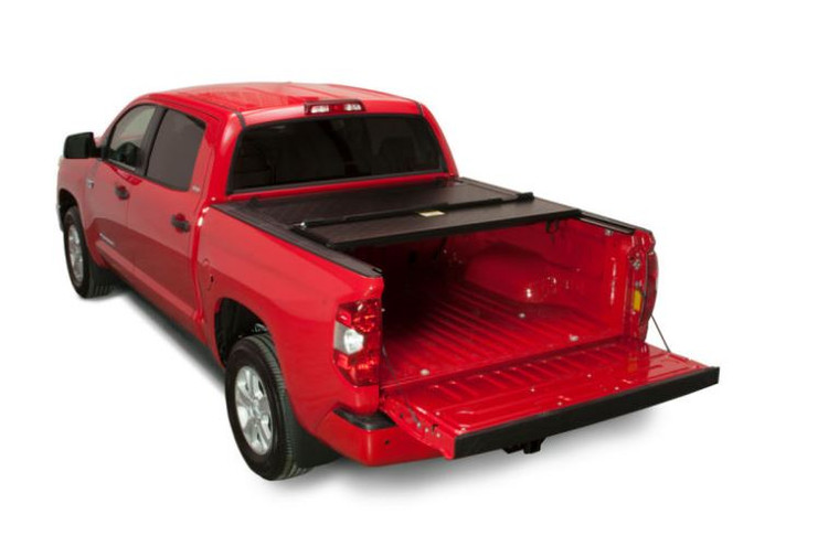 2022-2024 Tundra FiberMax Hard Folding Tonneau Cover | 2 Folds/3 Panels | Front Hinge | Lockable | Fiberglass