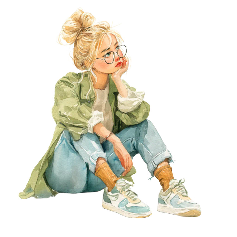 Trendy Teen Illustration Vinyl Car Decal Sticker – Waterproof & UV-Resistant 8"