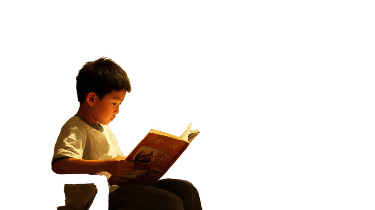 Boy Reading Book Vinyl Car Decal Sticker – Waterproof & UV-Resistant 8"