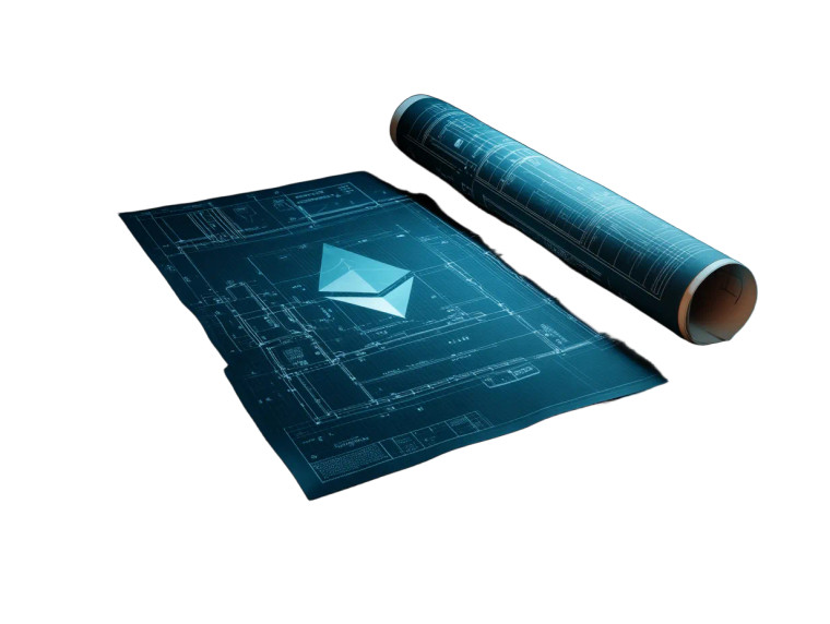 Ethereum Symbol Blueprint Vinyl Car Decal Sticker – Waterproof & UV-Resistant 8"