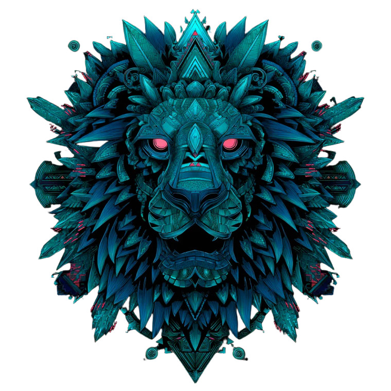 Neon Crystal Lion Vinyl Car Decal Sticker – Waterproof & UV-Resistant 8"