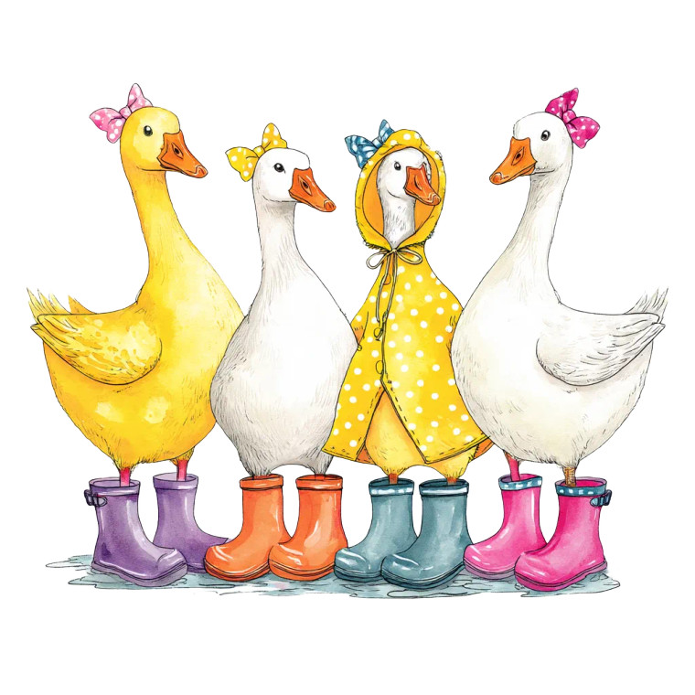 Colorful Cartoon Geese Vinyl Car Decal Sticker – Waterproof & UV-Resistant 8"