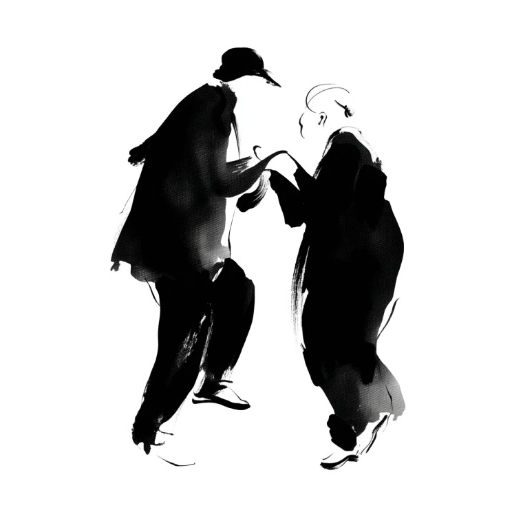Elderly Dancing Silhouette Vinyl Car Decal Sticker – Waterproof & UV-Resistant 8"