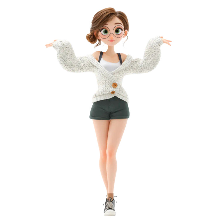 Cute Brunette Student Vinyl Car Decal Sticker – Waterproof & UV-Resistant 8"