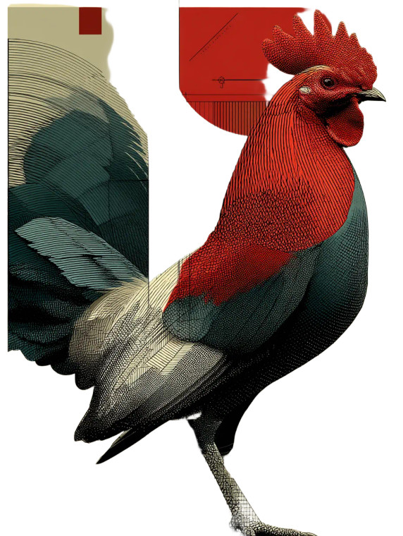 Bauhaus Rooster Design Vinyl Car Decal Sticker – Waterproof & UV-Resistant 8"