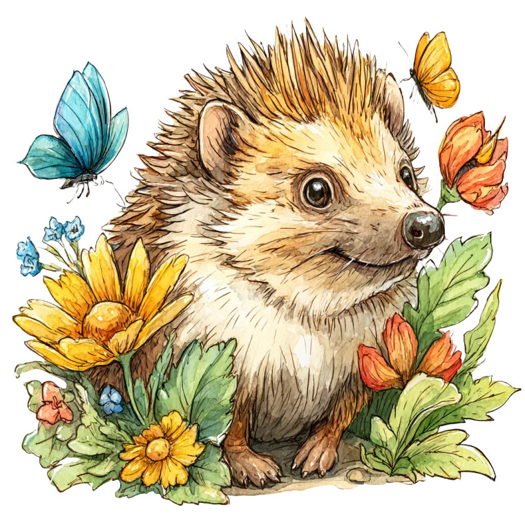 Baby Hedgehog Illustration V2 Vinyl Car Decal Sticker – Waterproof & UV-Resistant 8"