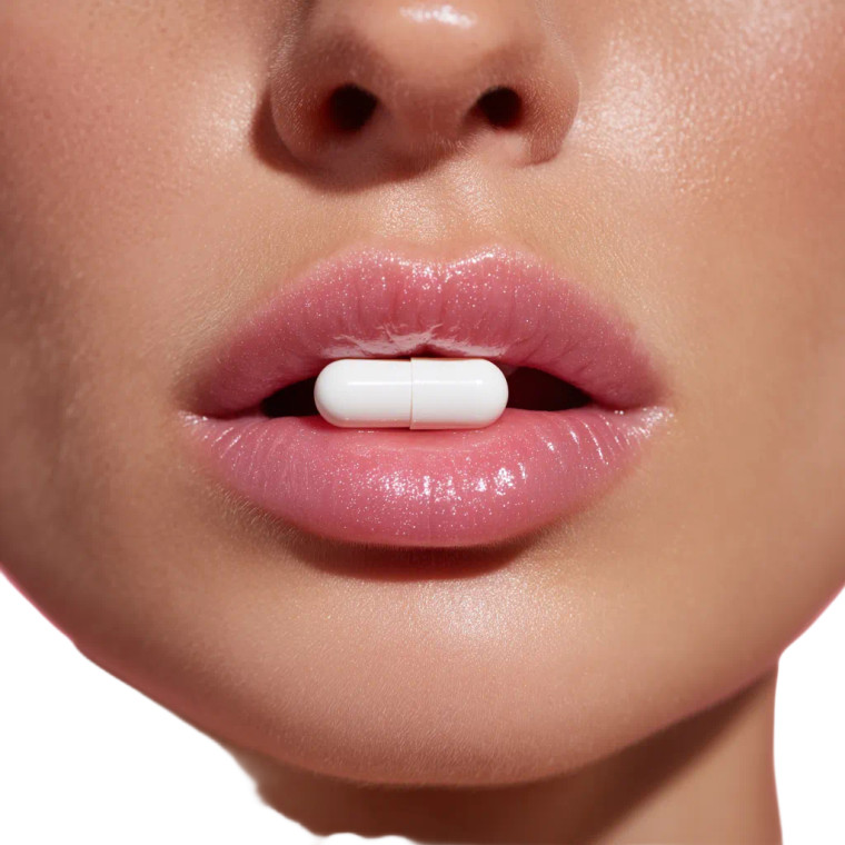 Glossy Lips With Pill Vinyl Car Decal Sticker – Waterproof & UV-Resistant 8"