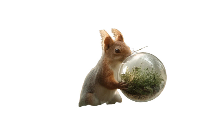 Squirrel With Terrarium Vinyl Car Decal Sticker – Waterproof & UV-Resistant 8"