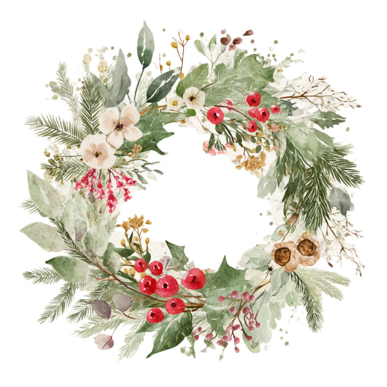 Christmas Wreath Watercolour Vinyl Car Decal Sticker – Waterproof & UV-Resistant 8"
