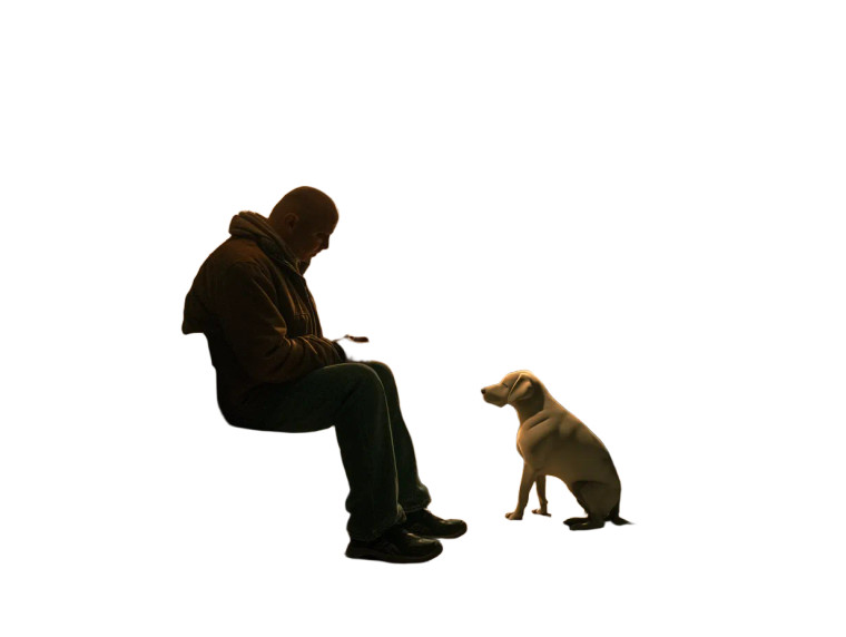 Man And Ceramic Dog Vinyl Car Decal Sticker – Waterproof & UV-Resistant 8"