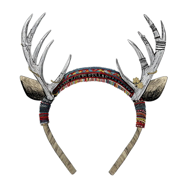 Reindeer Headband Vinyl Car Decal Sticker – Waterproof & UV-Resistant 8"