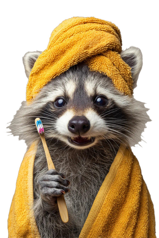 Raccoon With Towel Vinyl Car Decal Sticker – Waterproof & UV-Resistant 8"