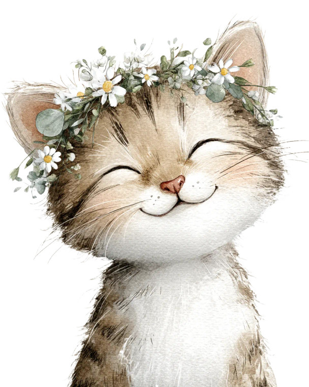 Flower-Crowned Kitten Vinyl Car Decal Sticker – Waterproof & UV-Resistant 8"