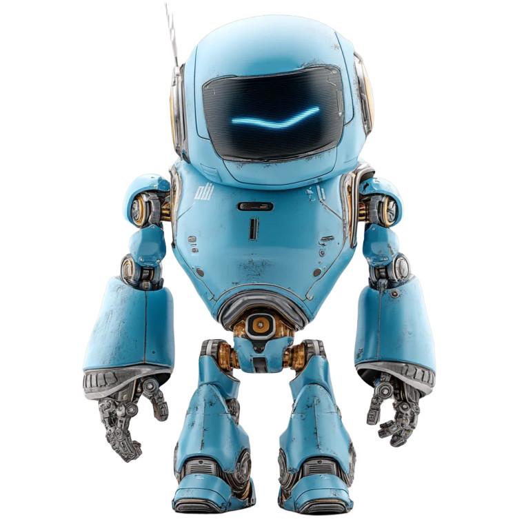 Blue Futuristic Robot V2 Vinyl Car Decal Sticker – Waterproof & UV-Resistant 8"