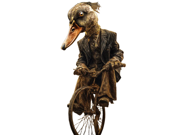 Duck-Headed Unicyclist Vinyl Car Decal Sticker – Waterproof & UV-Resistant 8"