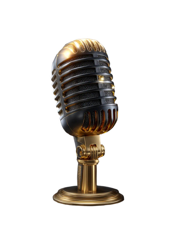 Golden Vintage Microphone Vinyl Car Decal Sticker – Waterproof & UV-Resistant 8"