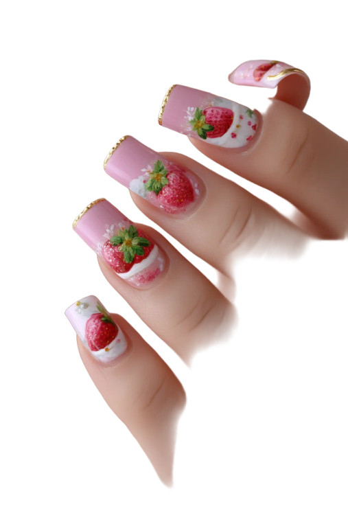 Strawberry Parfait Nail Vinyl Car Decal Sticker – Waterproof & UV-Resistant 8"