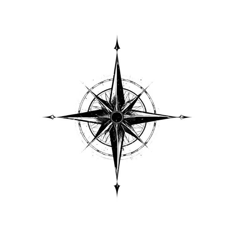 Compass Rose Vinyl Car Decal Sticker – Waterproof & UV-Resistant 8"