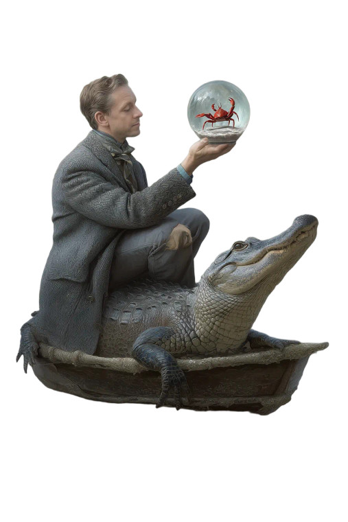 Surrealist Alligator Boat Vinyl Car Decal Sticker – Waterproof & UV-Resistant 8"