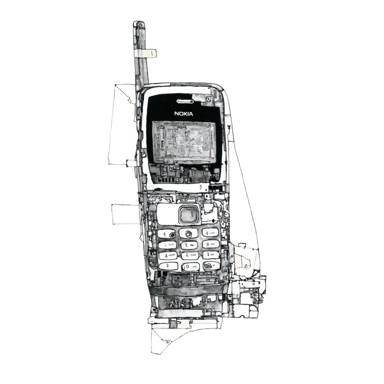 Broken Nokia Drawing Vinyl Car Decal Sticker – Waterproof & UV-Resistant 8"