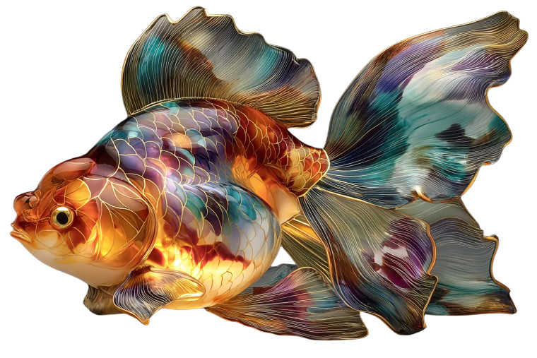 Golden Glass Fish Vinyl Car Decal Sticker – Waterproof & UV-Resistant 8"