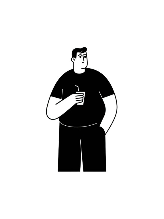 Minimalist Fat Man Vinyl Car Decal Sticker – Waterproof & UV-Resistant 8"