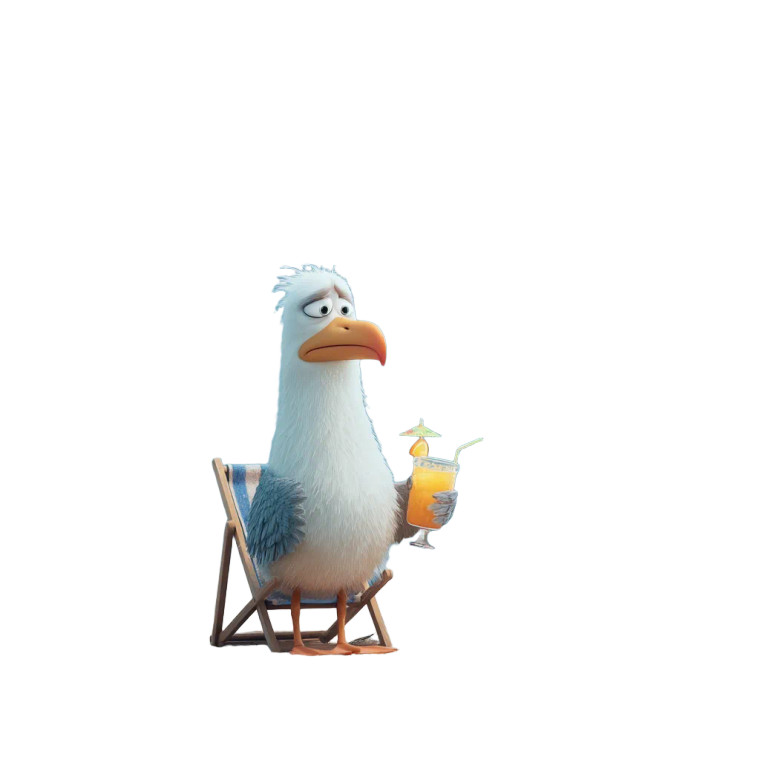 Sad Seagull Cocktail Vinyl Car Decal Sticker – Waterproof & UV-Resistant 8"