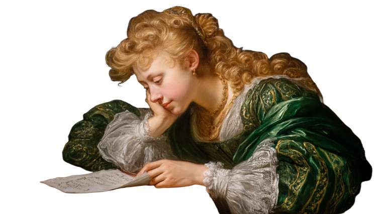 Noblewoman Reading Letter Vinyl Car Decal Sticker – Waterproof & UV-Resistant 8"