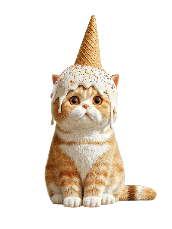 Melting Ice Cream Cat Vinyl Car Decal Sticker – Waterproof & UV-Resistant 8"