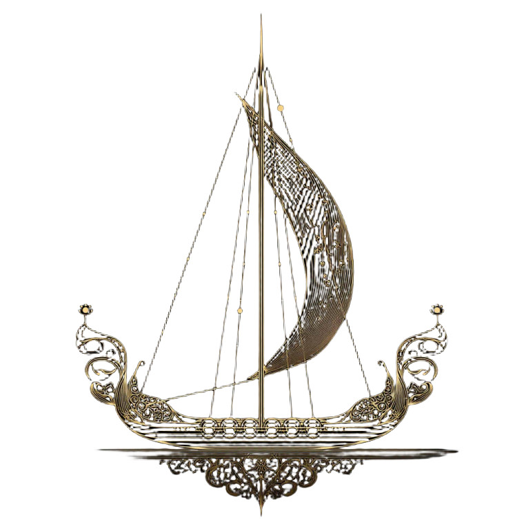 Art Nouveau Boat Vinyl Car Decal Sticker – Waterproof & UV-Resistant 8"