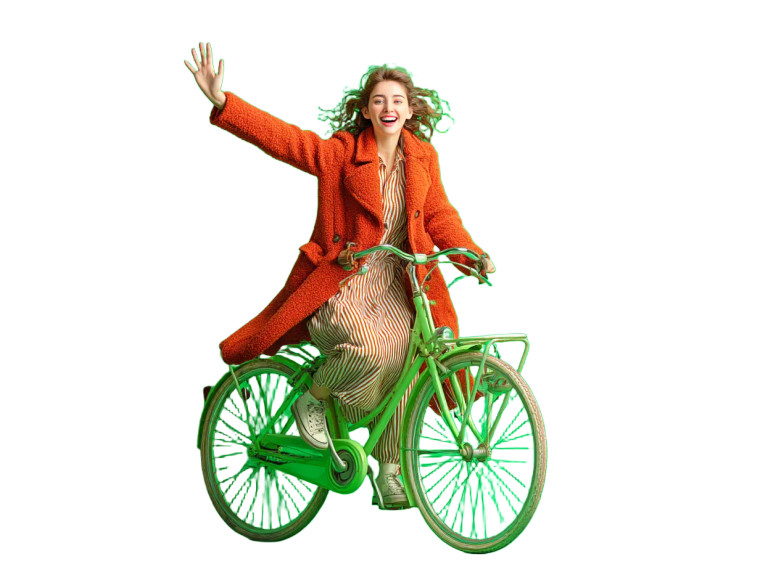 Happy Cyclist Pose Vinyl Car Decal Sticker – Waterproof & UV-Resistant 8"