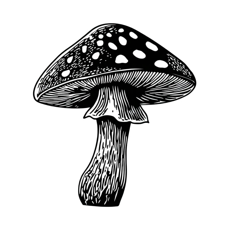 Woodcut Mushroom Vinyl Car Decal Sticker – Waterproof & UV-Resistant 8"