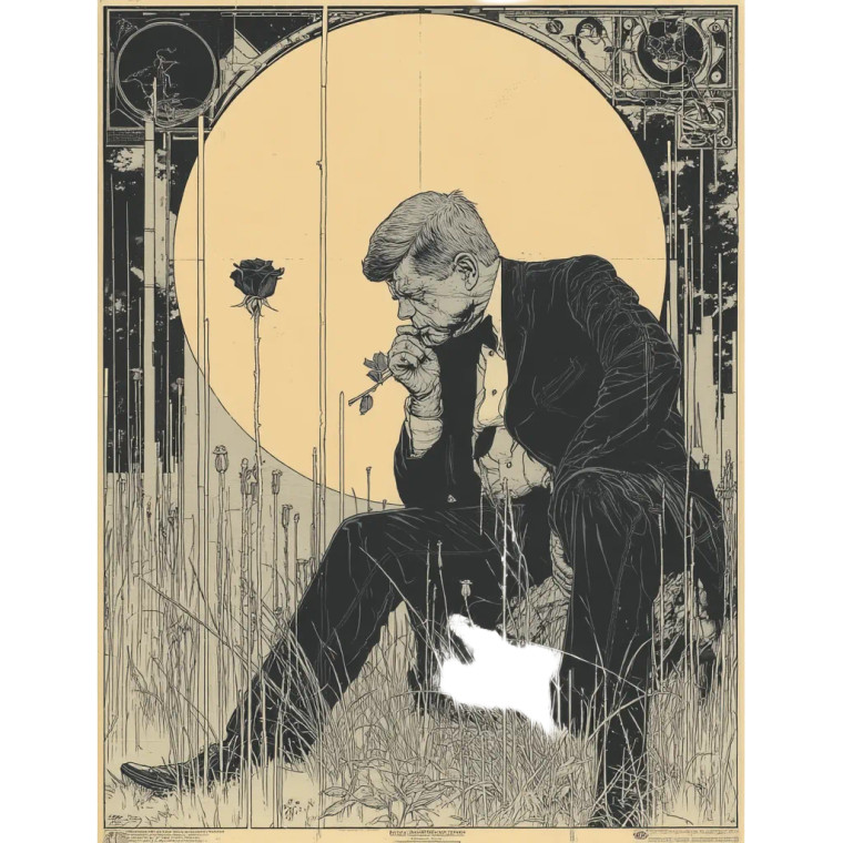 Jfk With Rose Vinyl Car Decal Sticker – Waterproof & UV-Resistant 8"