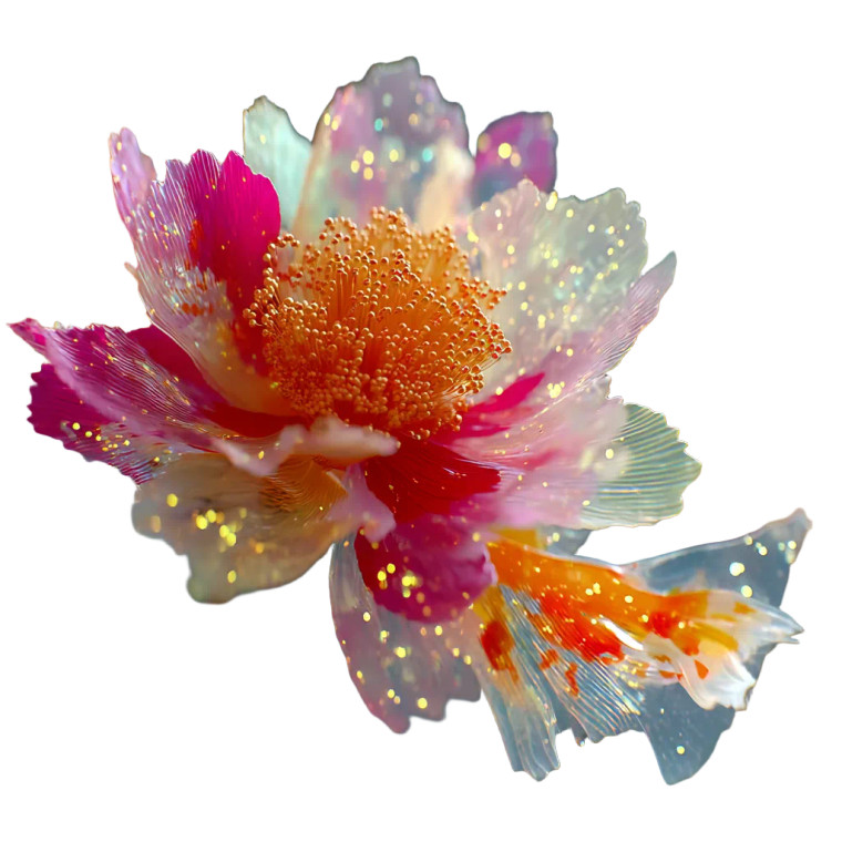 Golden Fish Flower V2 Vinyl Car Decal Sticker – Waterproof & UV-Resistant 8"