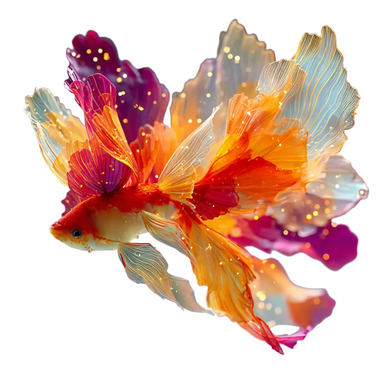 Golden Fish Flower Vinyl Car Decal Sticker – Waterproof & UV-Resistant 8"