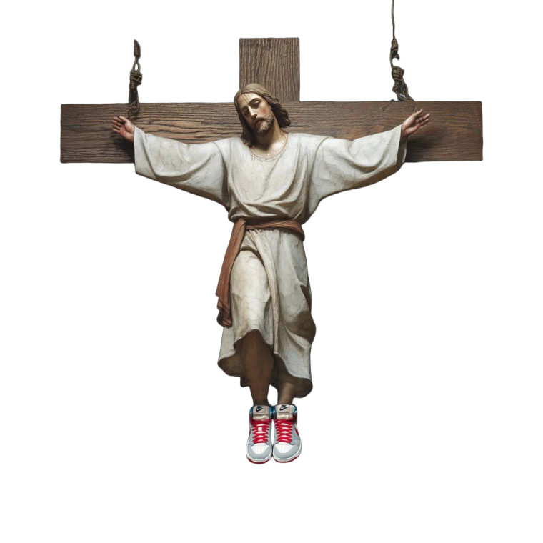 Jesus With Sneakers Vinyl Car Decal Sticker – Waterproof & UV-Resistant 8"