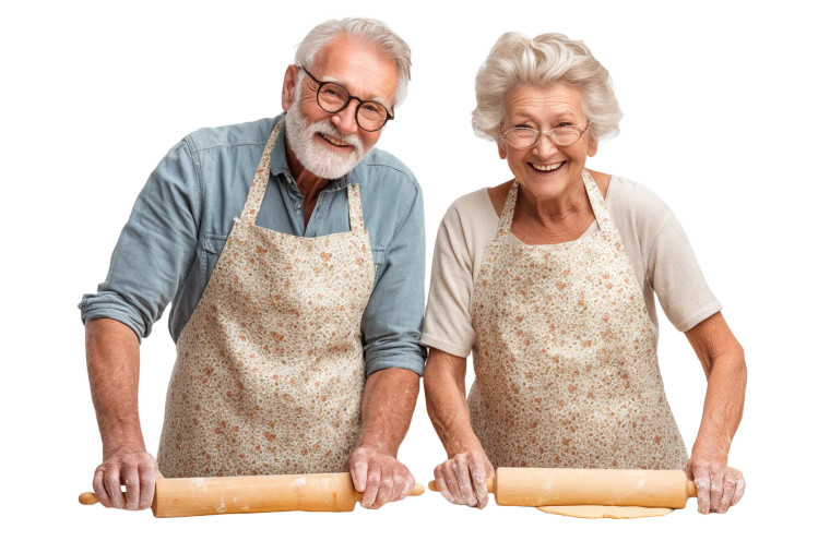 Elderly Baking Together Vinyl Car Decal Sticker – Waterproof & UV-Resistant 8"