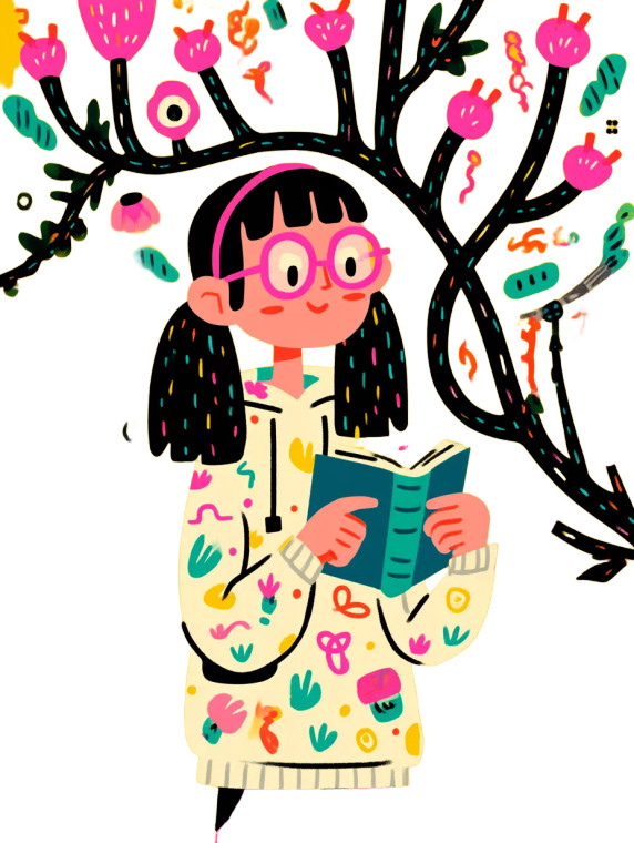 Girl With Book Vinyl Car Decal Sticker – Waterproof & UV-Resistant 8"