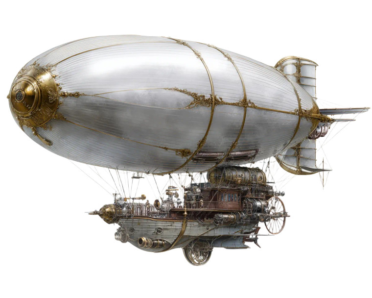 Steampunk Dirigible Vinyl Car Decal Sticker – Waterproof & UV-Resistant 8"