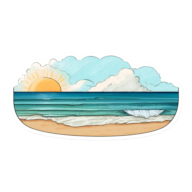 Cartoon Beach Sticker Vinyl Car Decal Sticker – Waterproof & UV-Resistant 8"