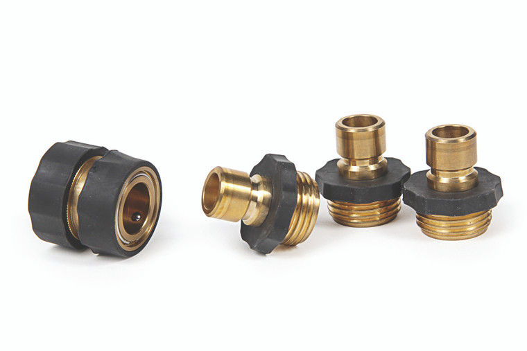 Camco Brass Quick Connect with Shut-Off Valve | Fits Garden Hose Female Coupling | RV & Marine | Durable Solid Brass