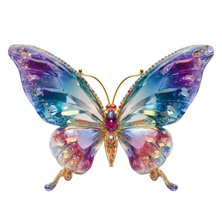 Rainbow Crystal Butterfly Vinyl Car Decal Sticker – Waterproof & UV-Resistant 8"