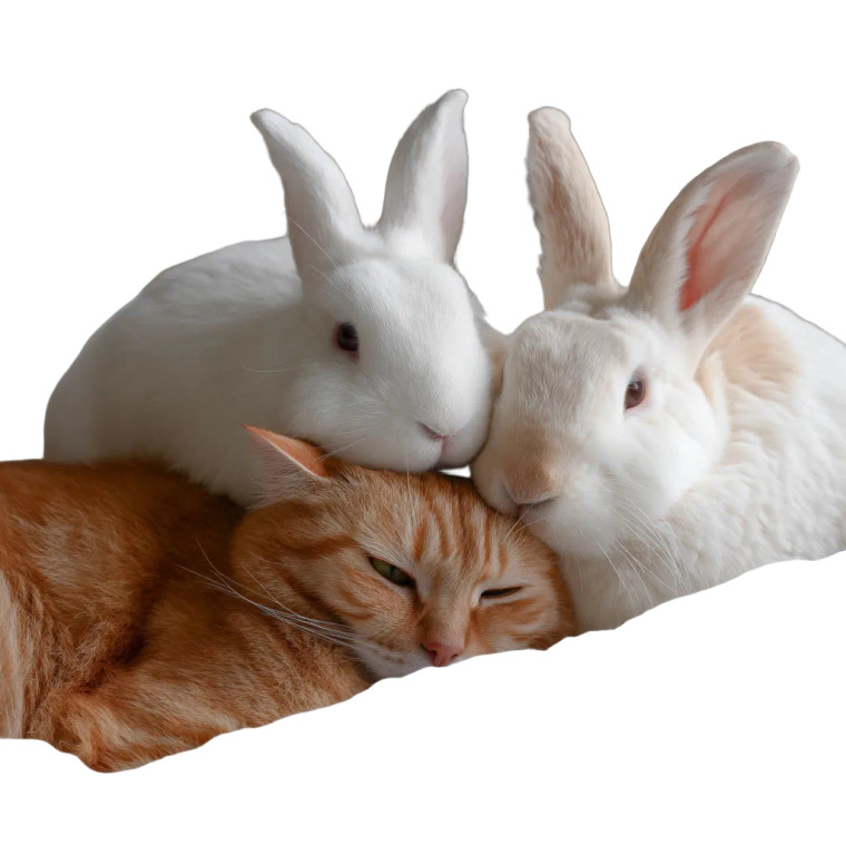 Rabbits And Cat Cuddling Vinyl Car Decal Sticker – Waterproof & UV-Resistant 8"