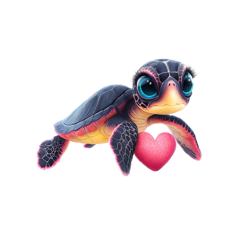 Baby Sea Turtle Love Vinyl Car Decal Sticker – Waterproof & UV-Resistant 8"